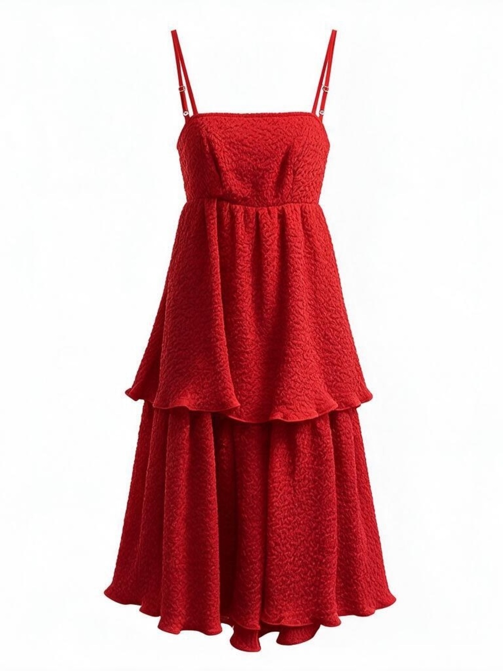 ASOS Red Layered Midi Dress with Spaghetti Straps